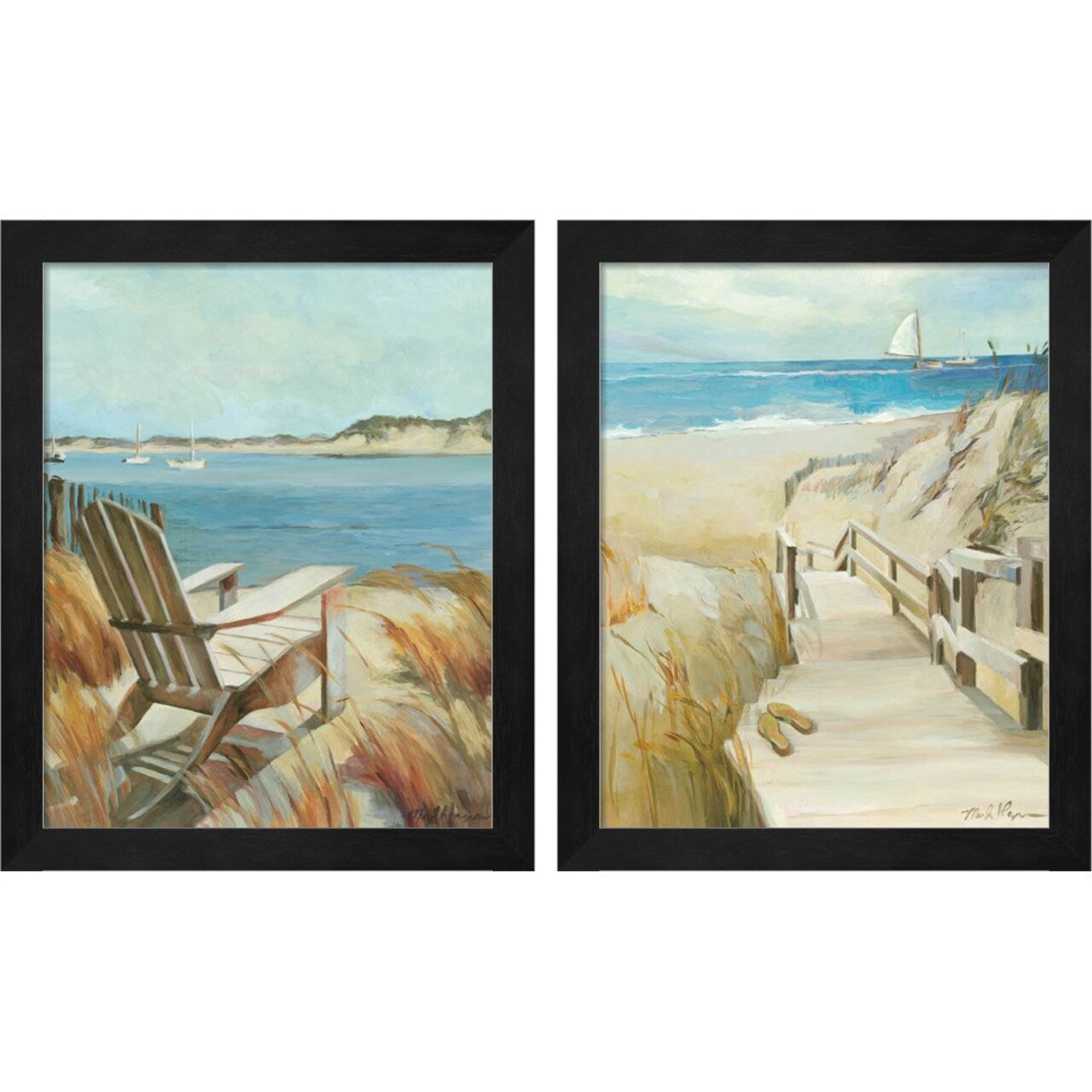 Sea Breeze & Coastal Escape by Marilyn Hageman, 2 Piece Black Framed Art Set
